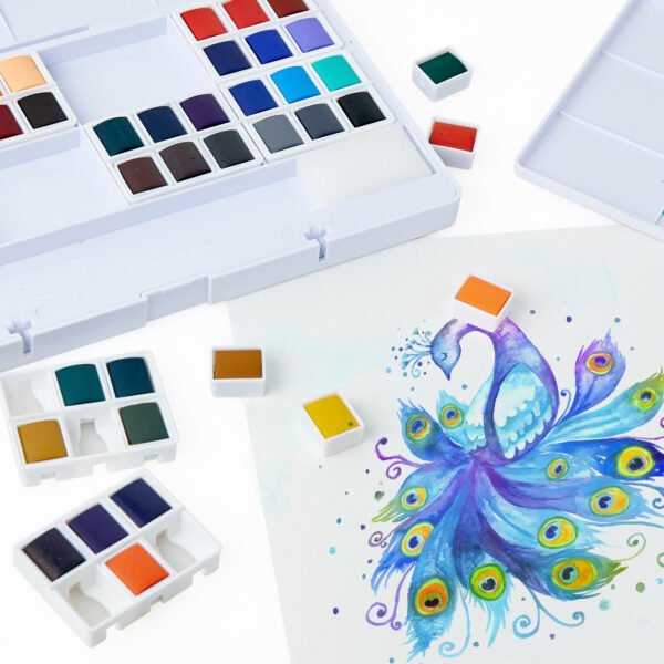 Watercolor Set – 48 Assorted Colors (Plastic Box) - Image 3