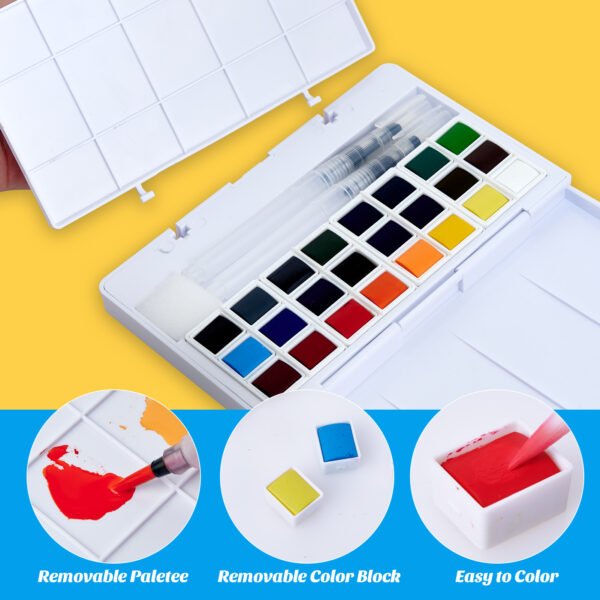 Watercolor Set – 24 Assorted Colors (Plastic Box) - Image 4