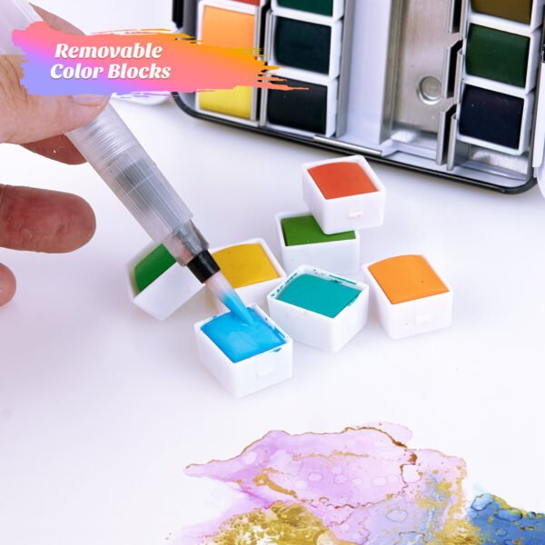 Watercolor Set – 36 Assorted Colors (Metallic Box) - Image 4