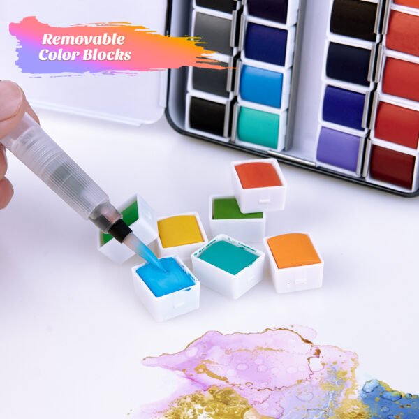 Watercolor Set – 48 Assorted Colors (Metallic Box) - Image 4