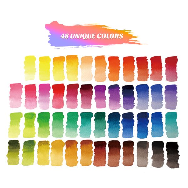 Watercolor Set – 48 Assorted Colors (Plastic Box) - Image 7